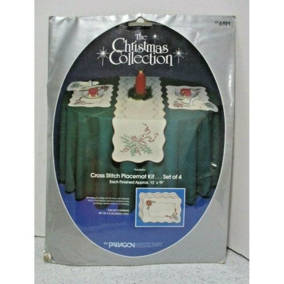 *PARAGON Placemat Cross Stitch Kit "Christmas Collection" - Set of 4 - Picture 1 of 5